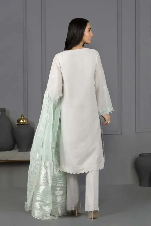 4 Piece Embroidered Khaddi Zari Cotton Mint Obsession - Image 2