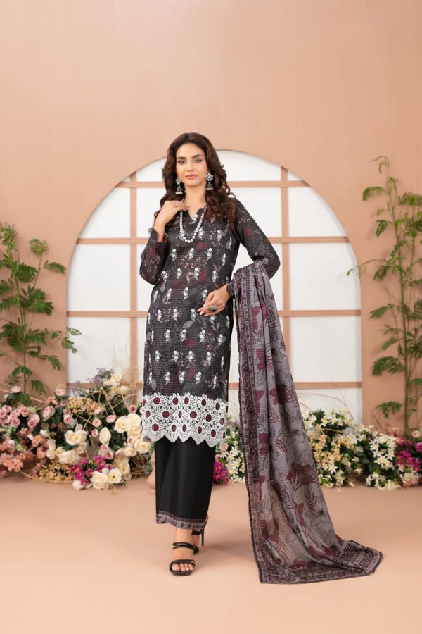 Basma 3 Piece Un-Stitched Lawn Black