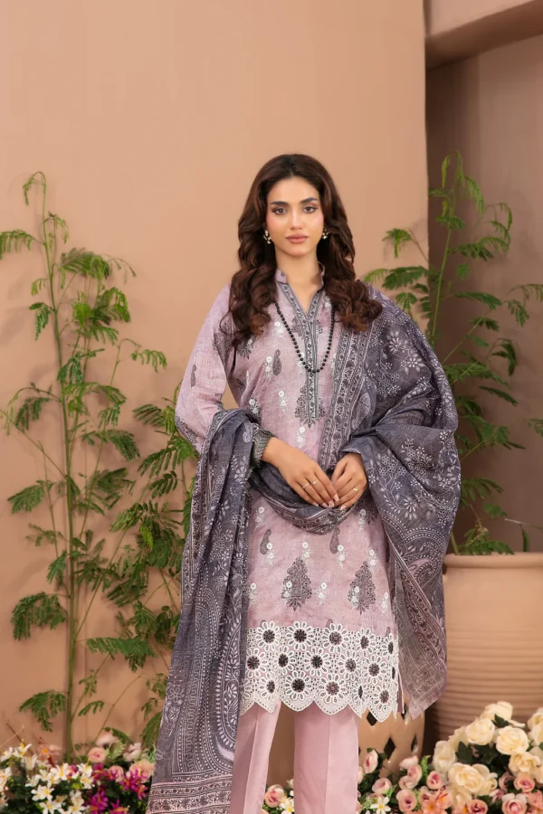 Basma 3 Piece Un-Stitched Lawn D-2054 - Image 4