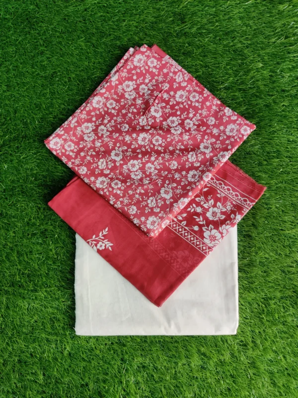 3 Pieces Lawn Red 100% Original