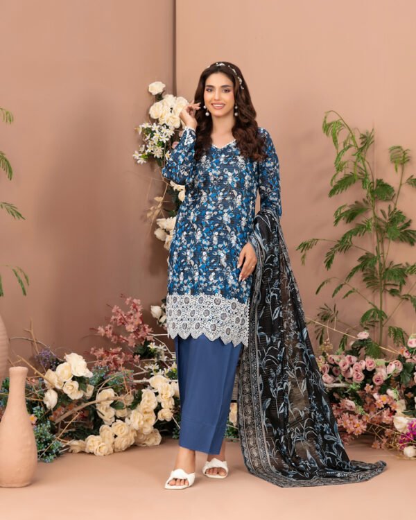 Basma 3 Piece Un-Stitched Lawn Blue