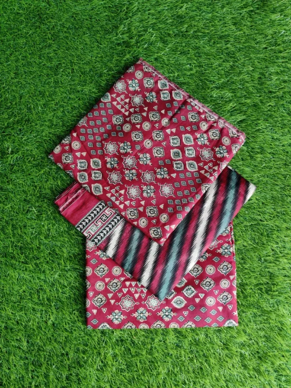 3 Pieces Lawn Maroon 100% Original