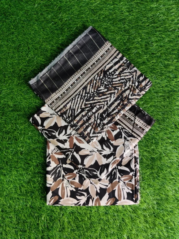 3 Pieces Lawn Black Brown 100% Original